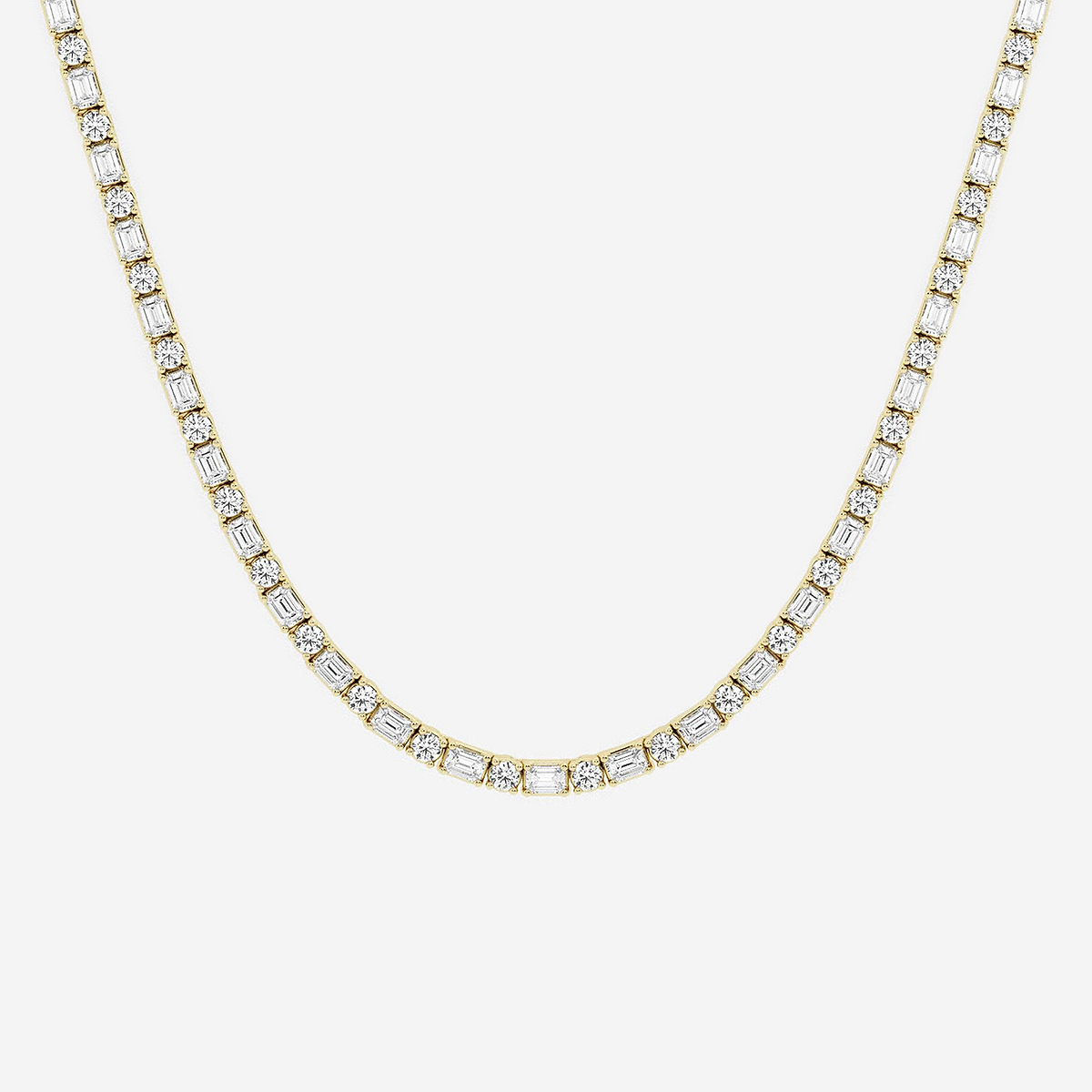 Additional Image 1 for  13 1/3 ctw Emerald Lab Grown Diamond Alternating Tennis Necklace